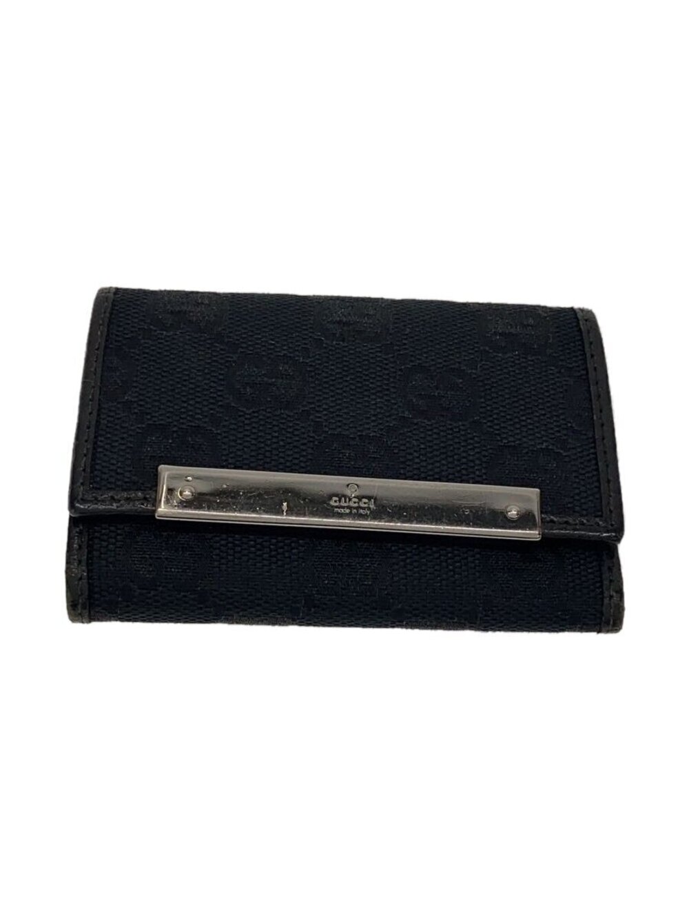 Gucci Key Case Wallet Leather Black All over